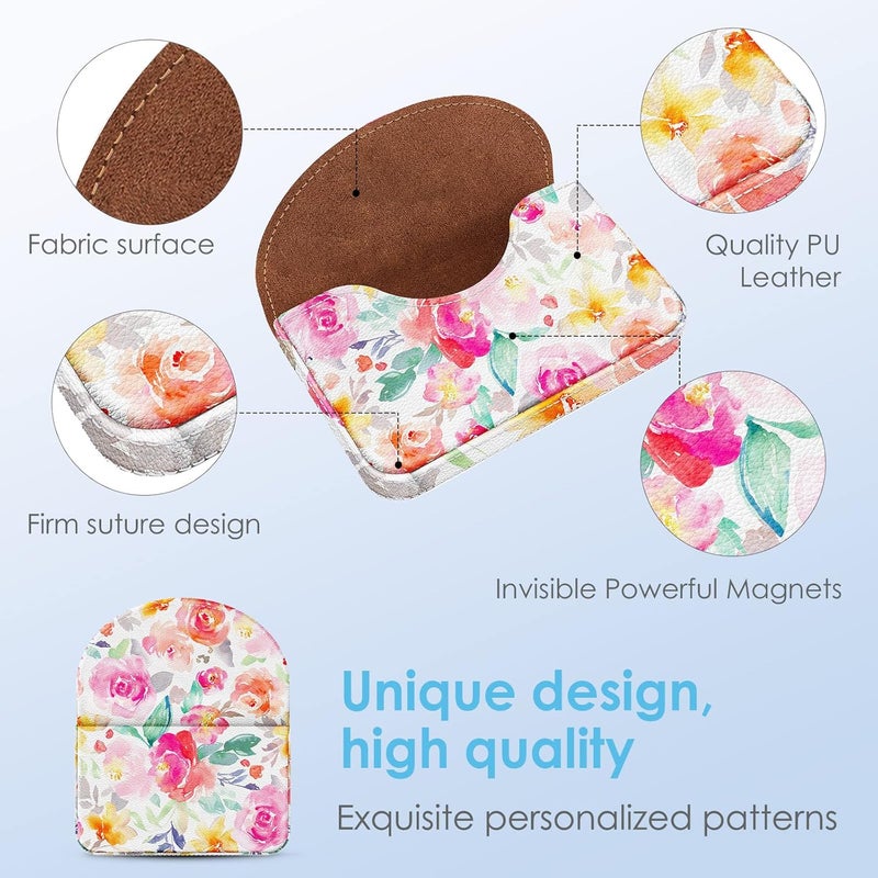 Xavier Business Card Holder，PU Leather Business Card Case Color Printing Pattern Card Holder Wallet，Pockets Magnetic Credit Card Holders for Men and Women，Watercolor Flowers - Image 3
